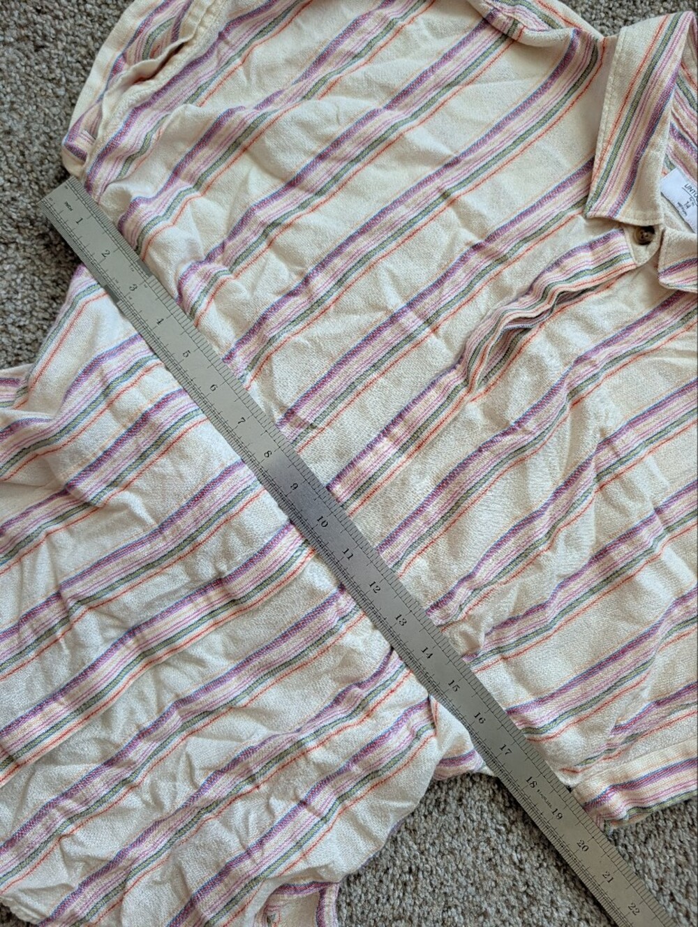 unTuckit for Her Womens Yellow Pink Striped Issa Linen Blend Tie Shirt Size 14 - Picture 7 of 9